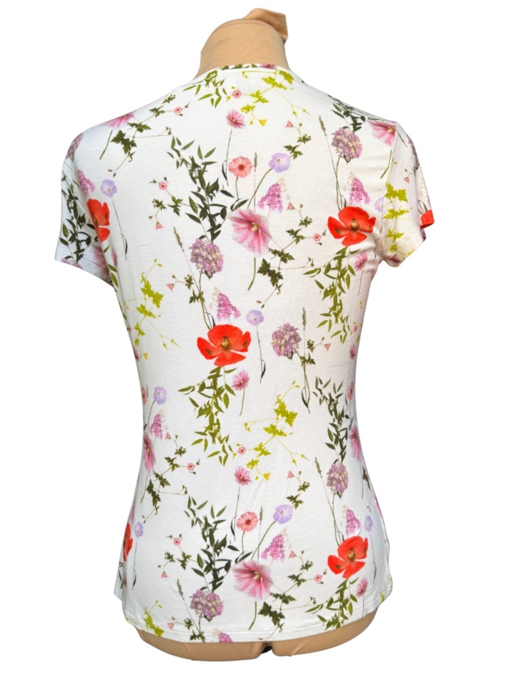 Size 2 (US Size 6) - Ted Baker London - Hedgerow White Floral Fitted Tee - VCG - Picture 3 of 7